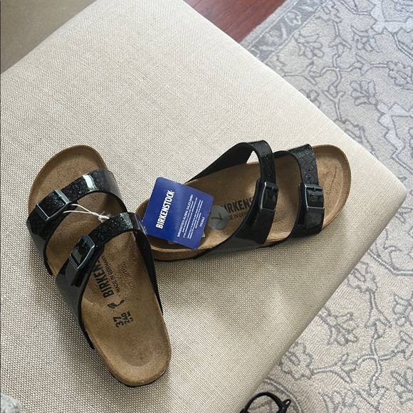 Birkenstock Shoes - Birkenstock Glossy Black Double Strap Sandals